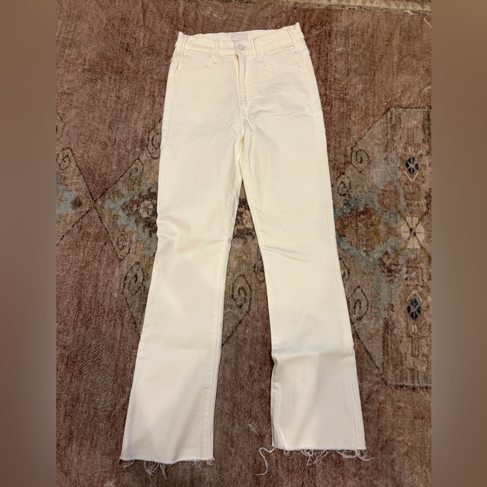 MOTHER Hustler Cropped Ankle Fray White Jeans Size 25 Fairest of them All color